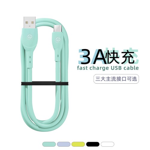 Applicable iptype-c Android mobile phone macaron color liquid soft glue line 3A fast charge USB mobile phone data cable