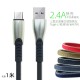 1 meter zinc alloy denim fabric line 2.4A fast charge mobile phone data cable suitable for Android i12 5th generation Type C