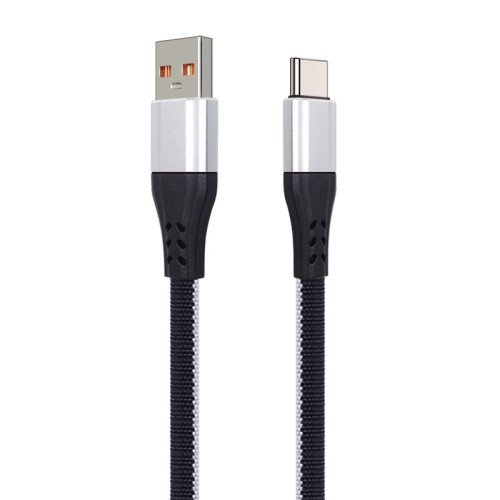 Aluminum alloy shell flat wound 2.4A fast charge Type-C interface mobile data cable suitable for Apple Samsung mobile phone