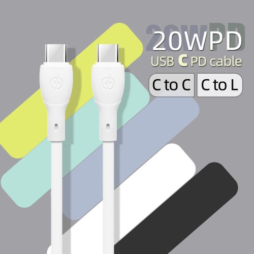 20W Macaron color PD line USB C 5 core PD fast charging line C to C for C to C for iptype-c mobile phone