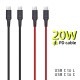 20WPD fast charging line USB C mobile phone fast charge data cable CTOC CTOL 5 core PD line with retail packaging