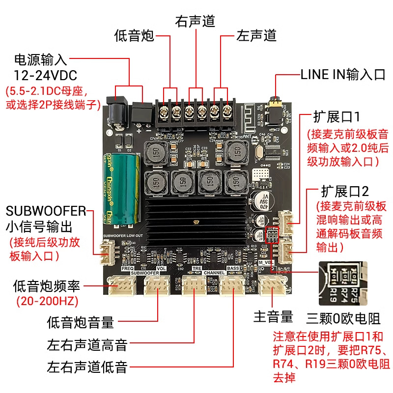 TB21F potentiometer lead-out 2.1 channel Bluetooth amplifier board module stereo subwoofer TPA3116