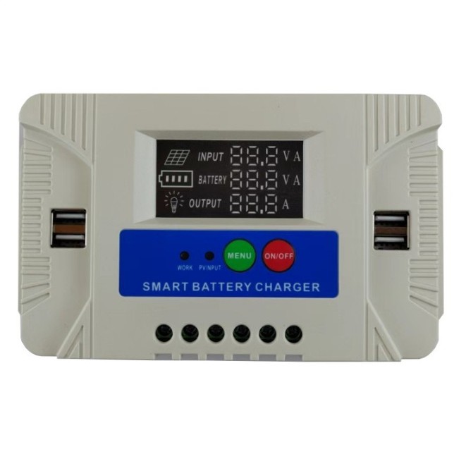 10A/20A/30A Solar Controller 12/24V Adaptive Led Screen with Charging/Discharge Current Display
