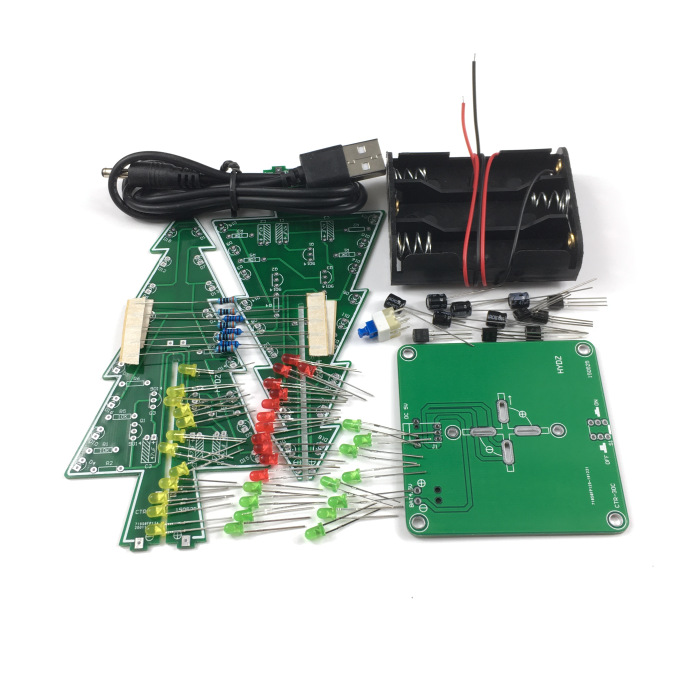 Three-Color Christmas Tree Digital Internship DIY Kit, Colorful Stereo Led Flash Parts, Creative Christmas Gift