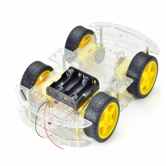 Two-wheel/four-wheel intelligent car chassis 4-drive/power real foot with code wheel/speed measuring ZK-4WD