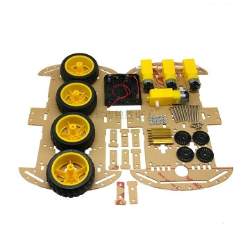 Two-wheel/four-wheel intelligent car chassis 4-drive/power real foot with code wheel/speed measuring ZK-4WD
