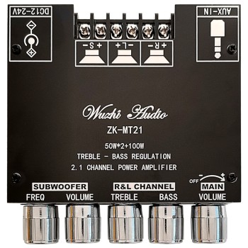 ZK-MT21 50W * 2+100W 2.1 channel Bluetooth digital amplifier module high and low tone overweight subwoofer