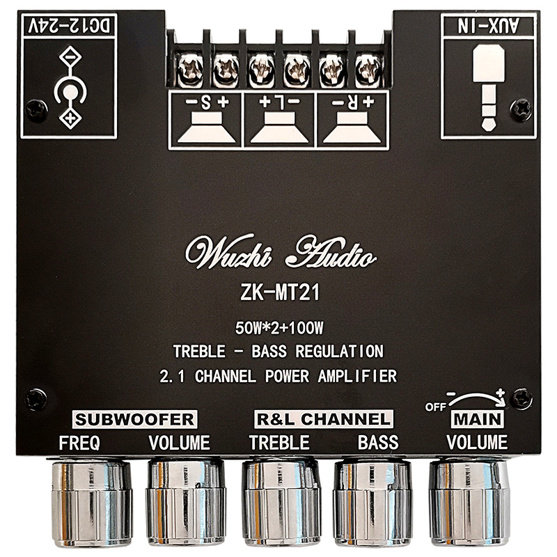 ZK-MT21 50W * 2+100W 2.1 channel Bluetooth digital amplifier module high and low tone overweight subwoofer