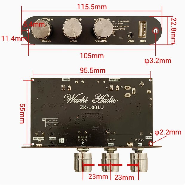 1001U with boost mono 100W Bluetooth power amplifier board high and low tone TWS outdoor DIY speaker TPA3116