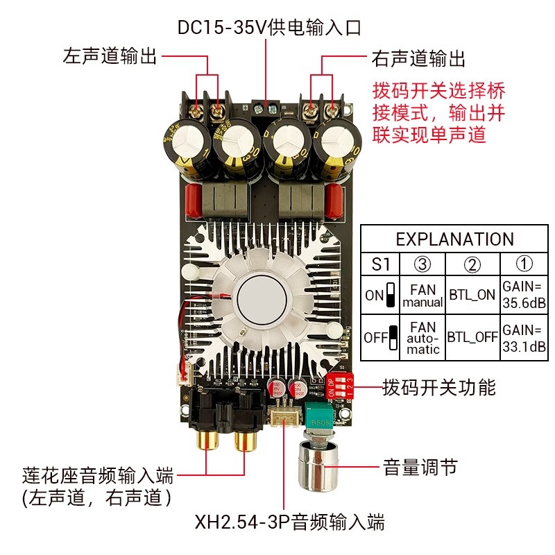 1602 amplifier board pure rear 160WX2 DIY high power TDA7498E stereo Bridge mono W