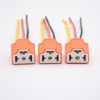 H4 ceramic three-plug headlight socket car lamp holder bulb socket flasher socket high temperature resistant headlight socket belt